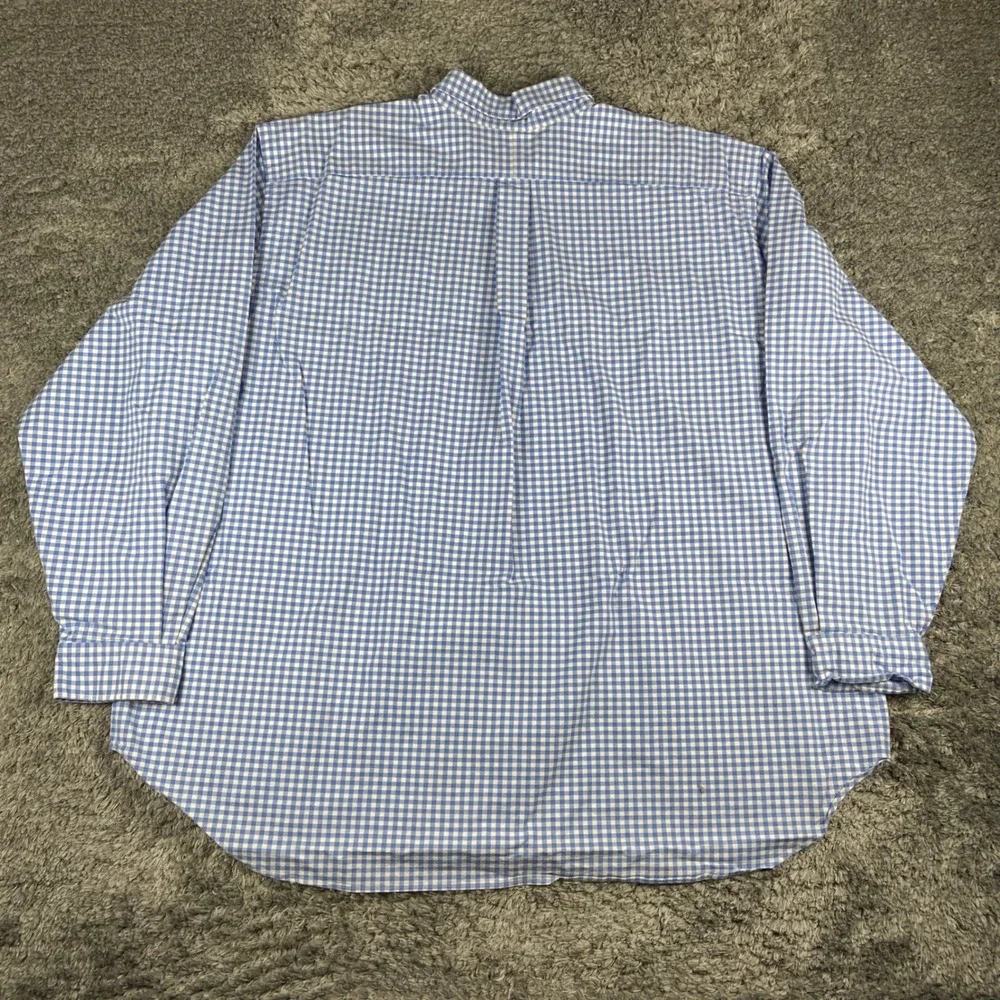 Ralph Lauren Stretch Oxford Mens 3XB Blue Gingham Button Down Long Sleeve Shirt